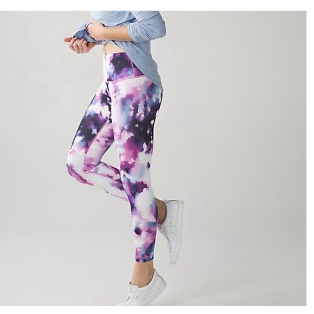 Lululemon‎ High Times Crop Wunder Under Leggings Sz 10 Blooming Pixie Tie Dye